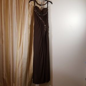 LM Collection Chocolate Brown Prom Dress